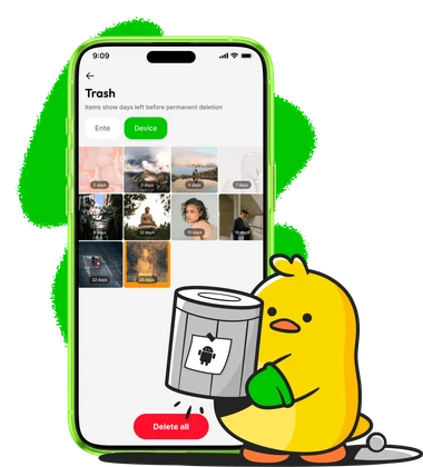 Accessing trash on Android with Ente Photos