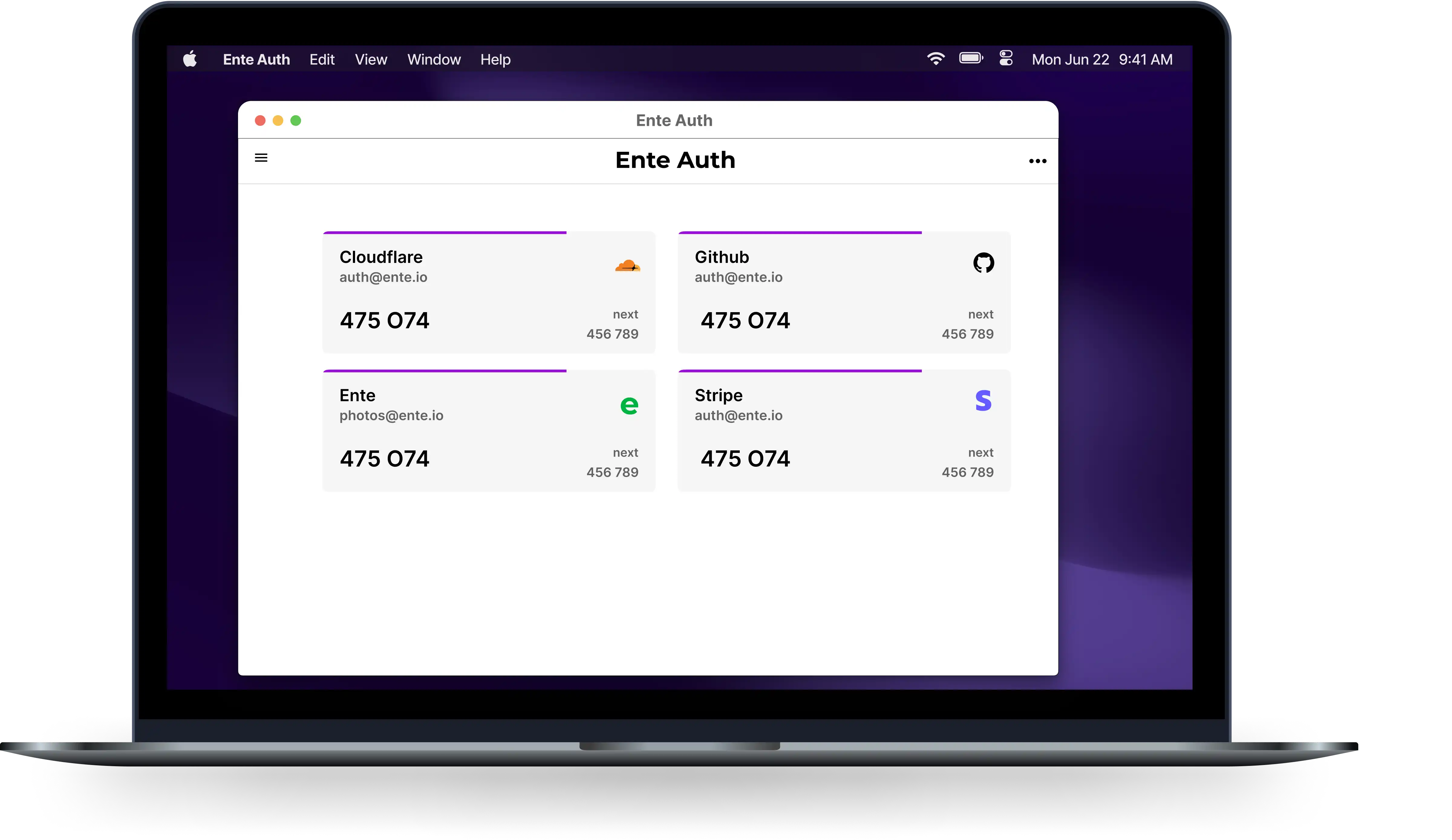 Auth Home screen laptop