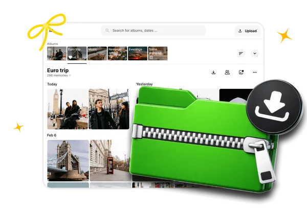 Download albums as ZIP files in Ente Photos