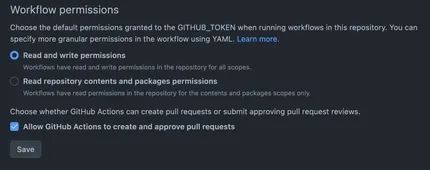 Github action permissions