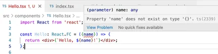 Property 'name' does not exist on type '{}'