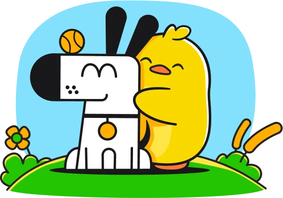 Kagi and Ente mascots