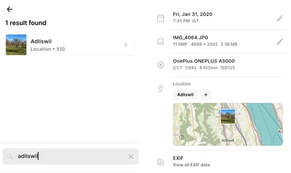 Screenshot showing how you can use Ente to discover photos by the locations they were clicked at