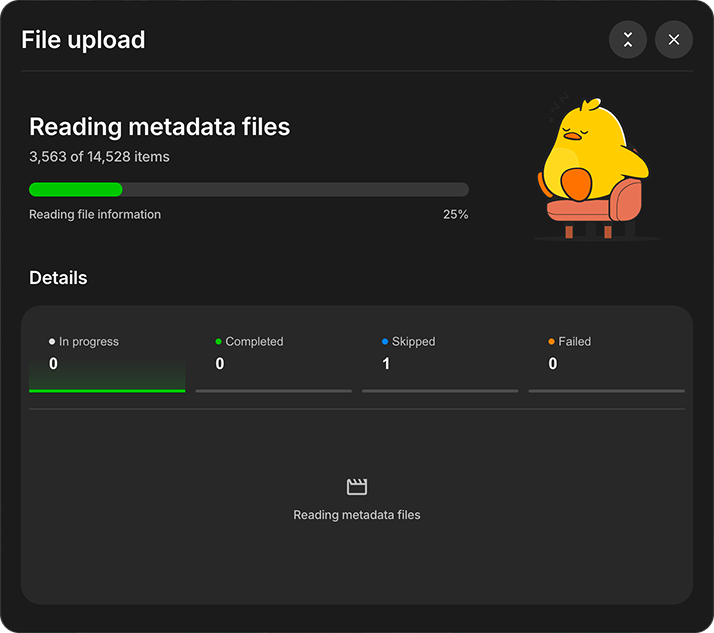 Ente reading Google Takeout JSON sidecar metadata before uploading